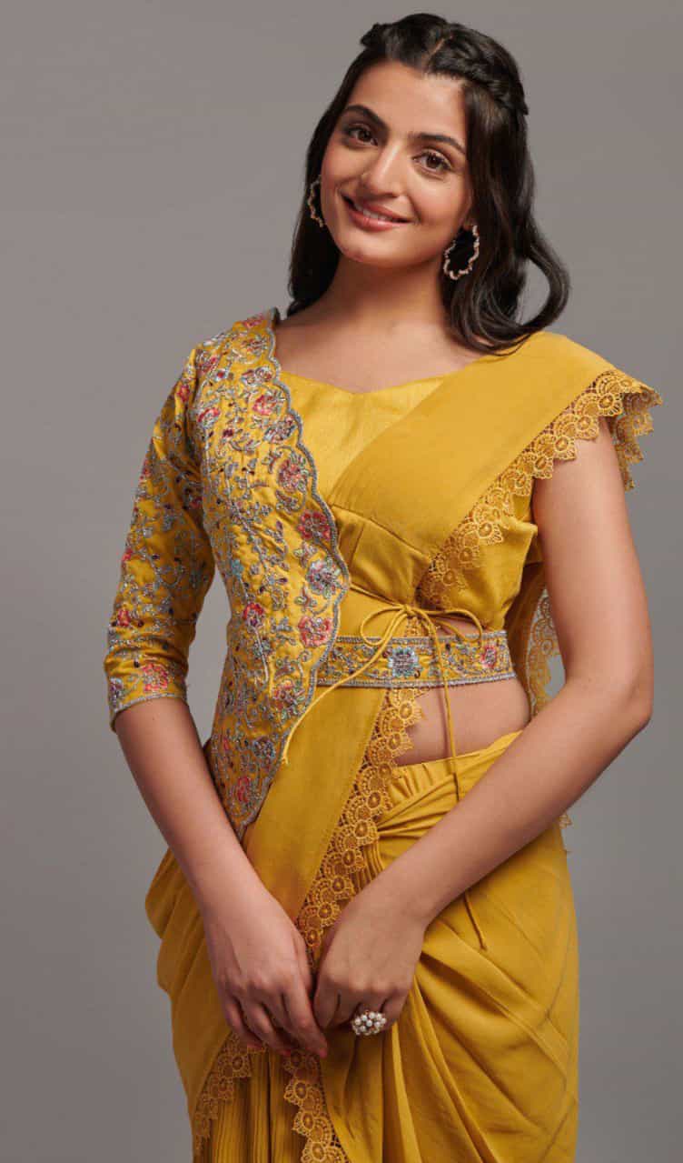 embroidered georgette saree with designer blouse