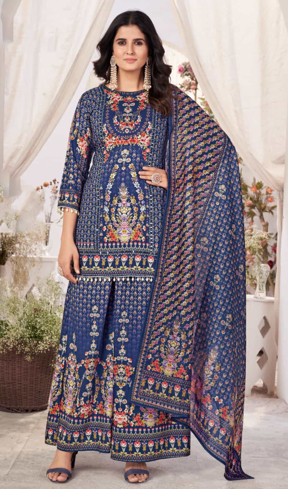 fancy printed palazzo kurti outfit