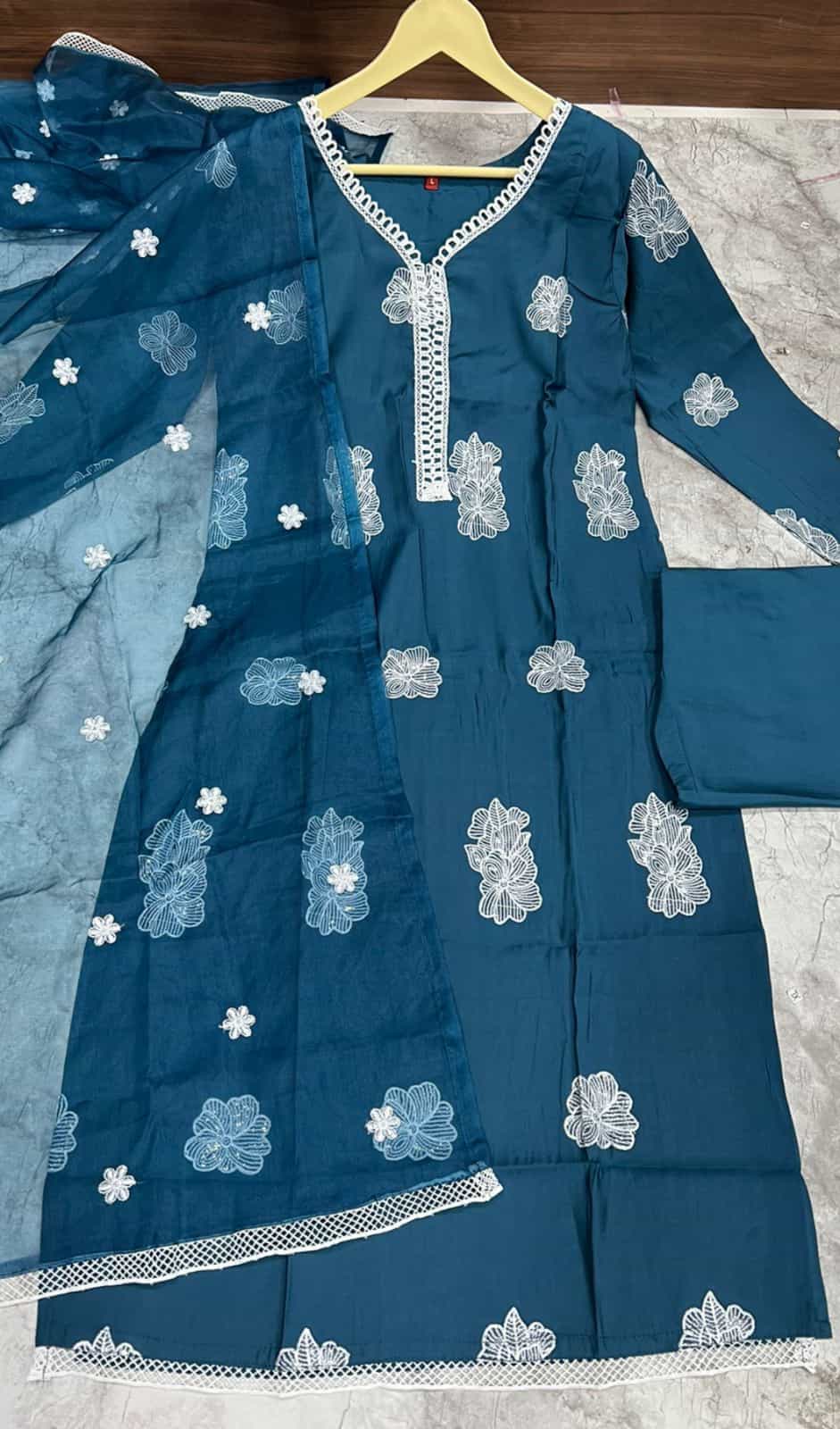 sea blue color kurti with pant