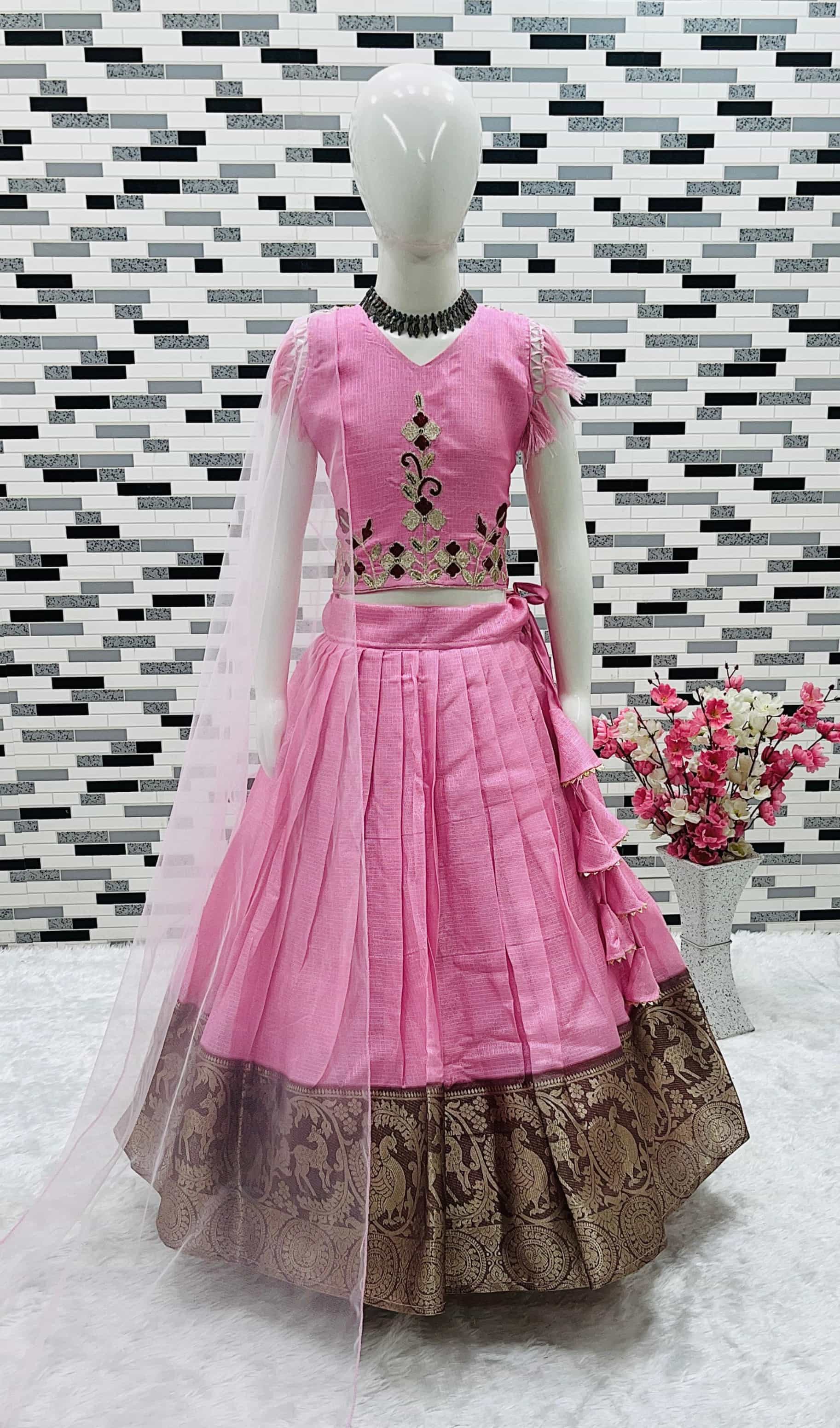 pink color lehenga for girls