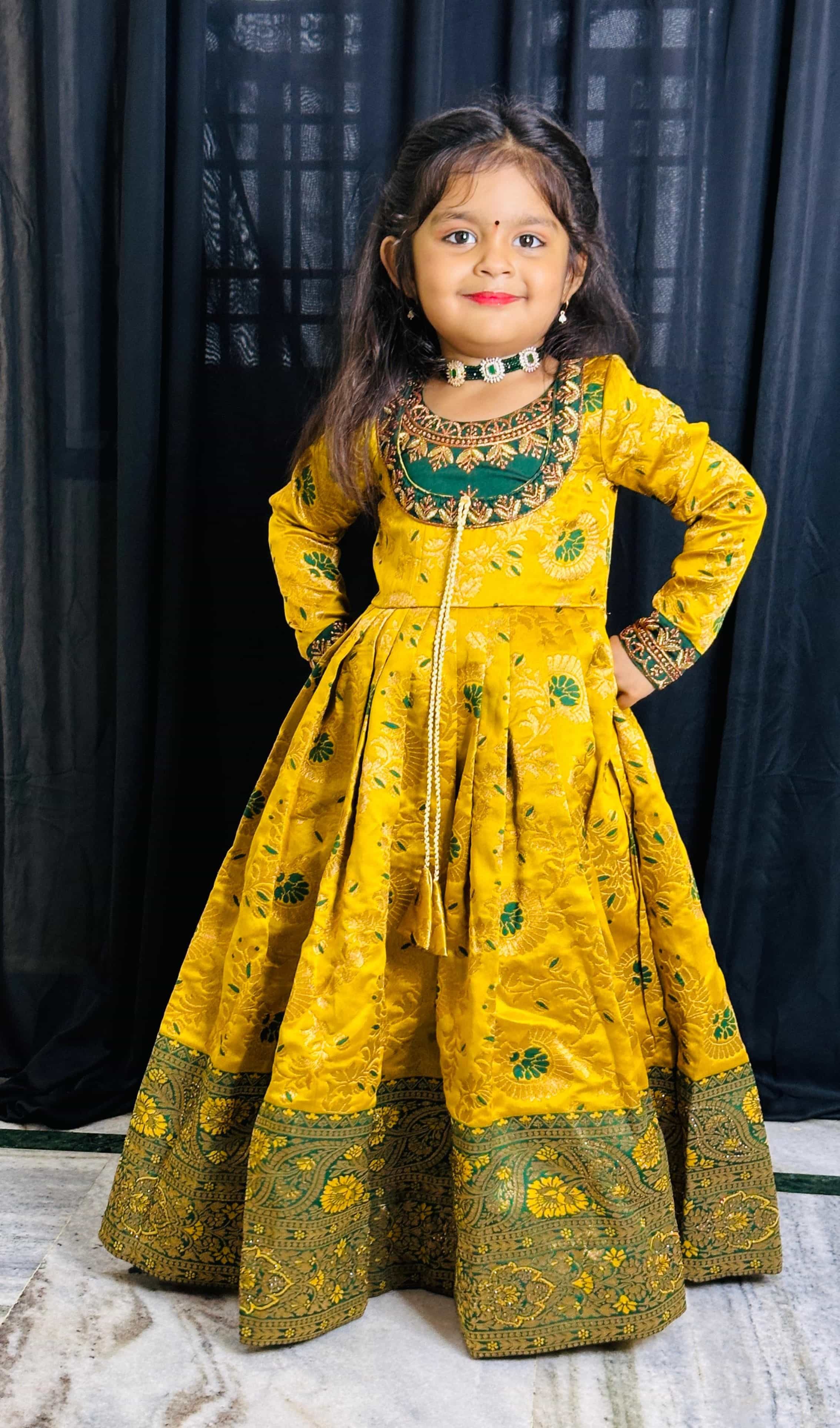 designer weaving silk gown for kids