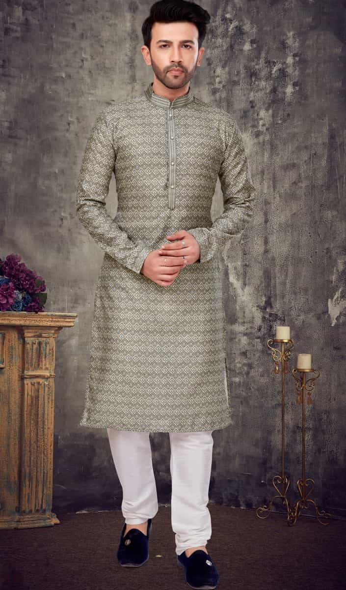 green kurta for men