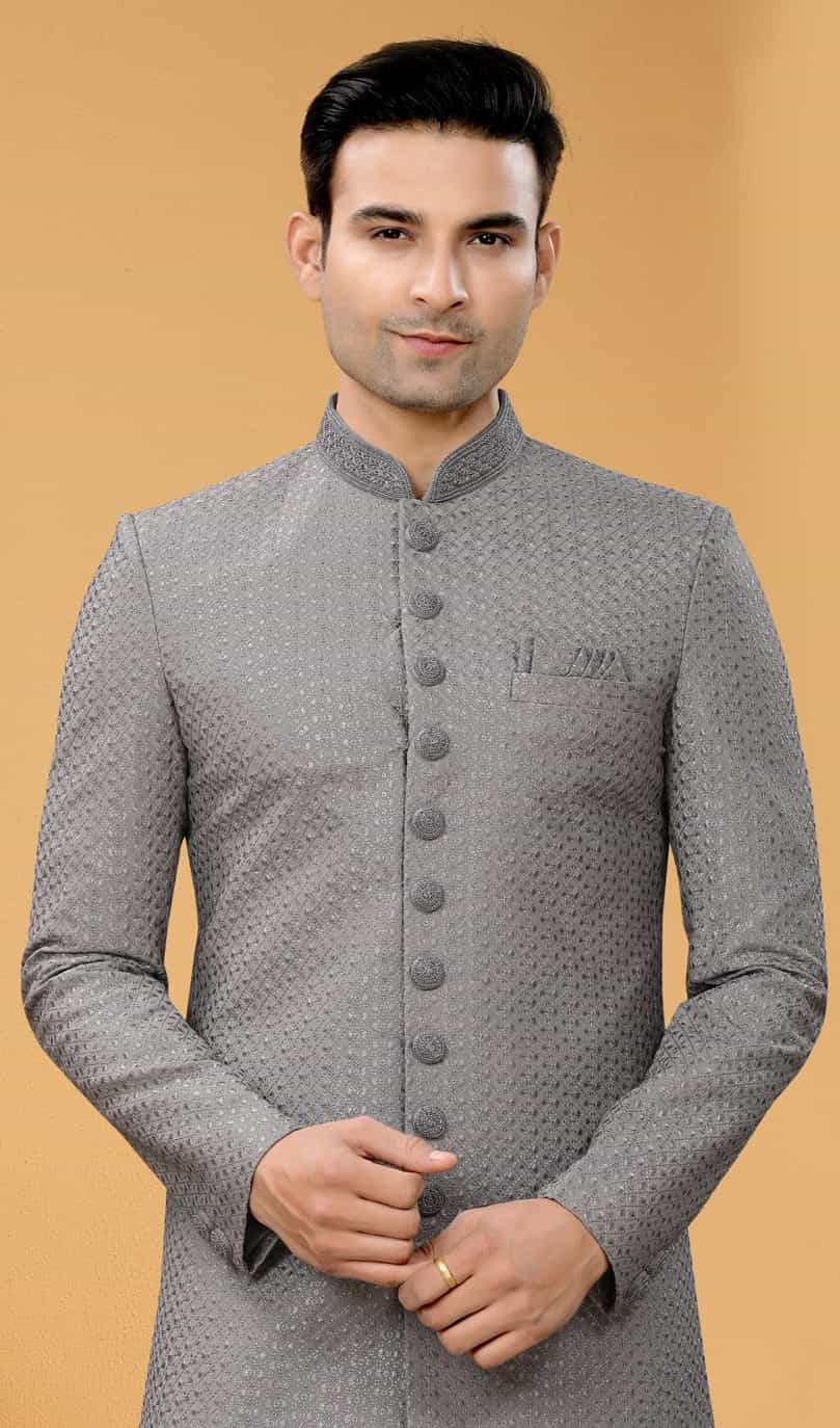 Fancy fabric kurta with sequins and thread work