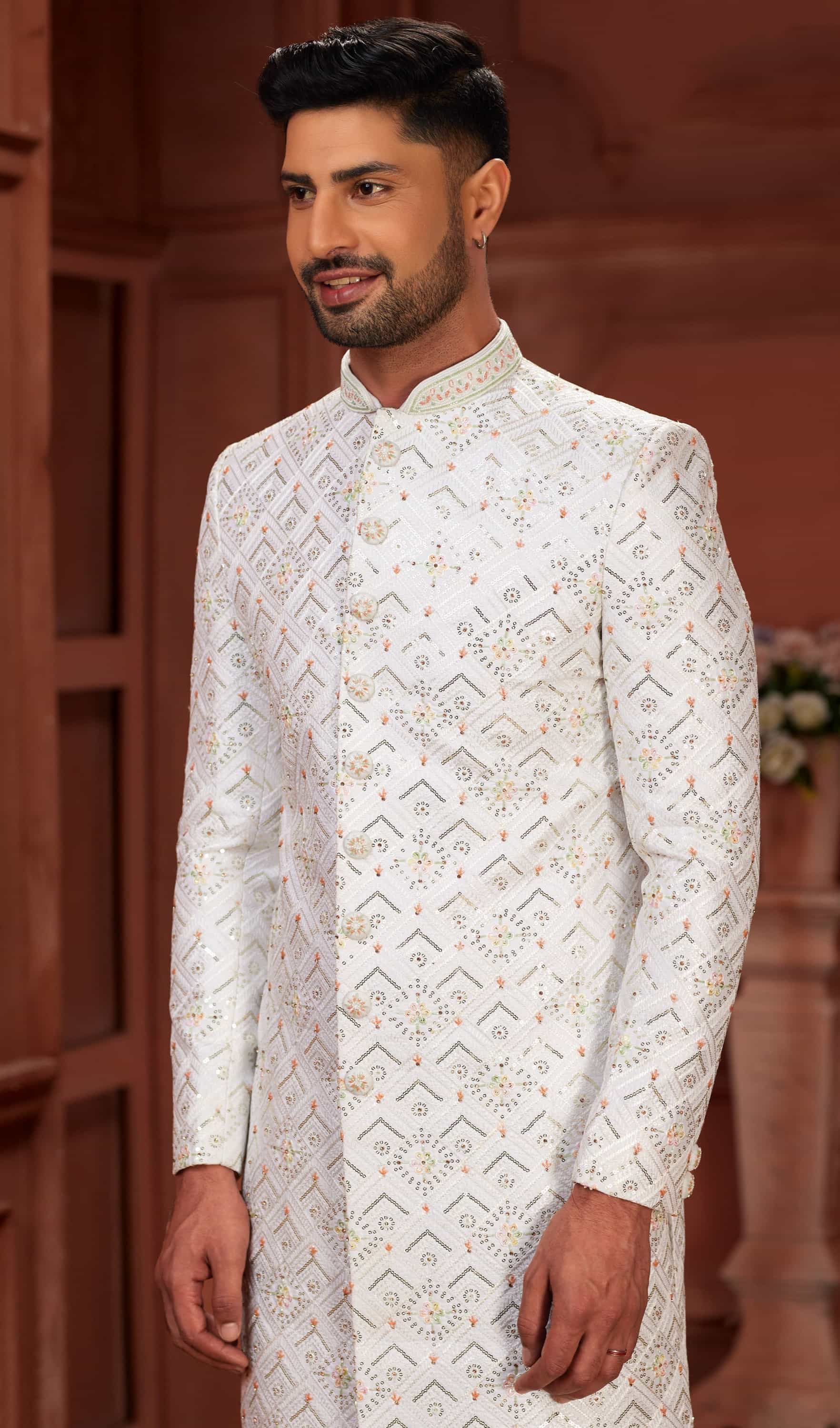 white sherwani for men