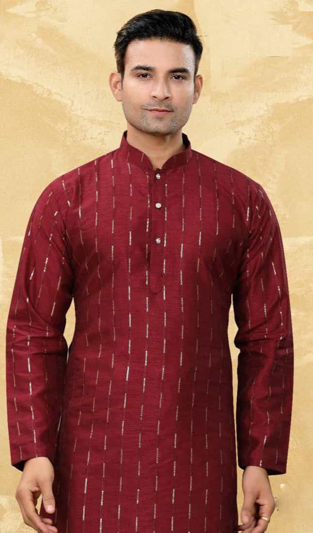art silk maroon kurta set