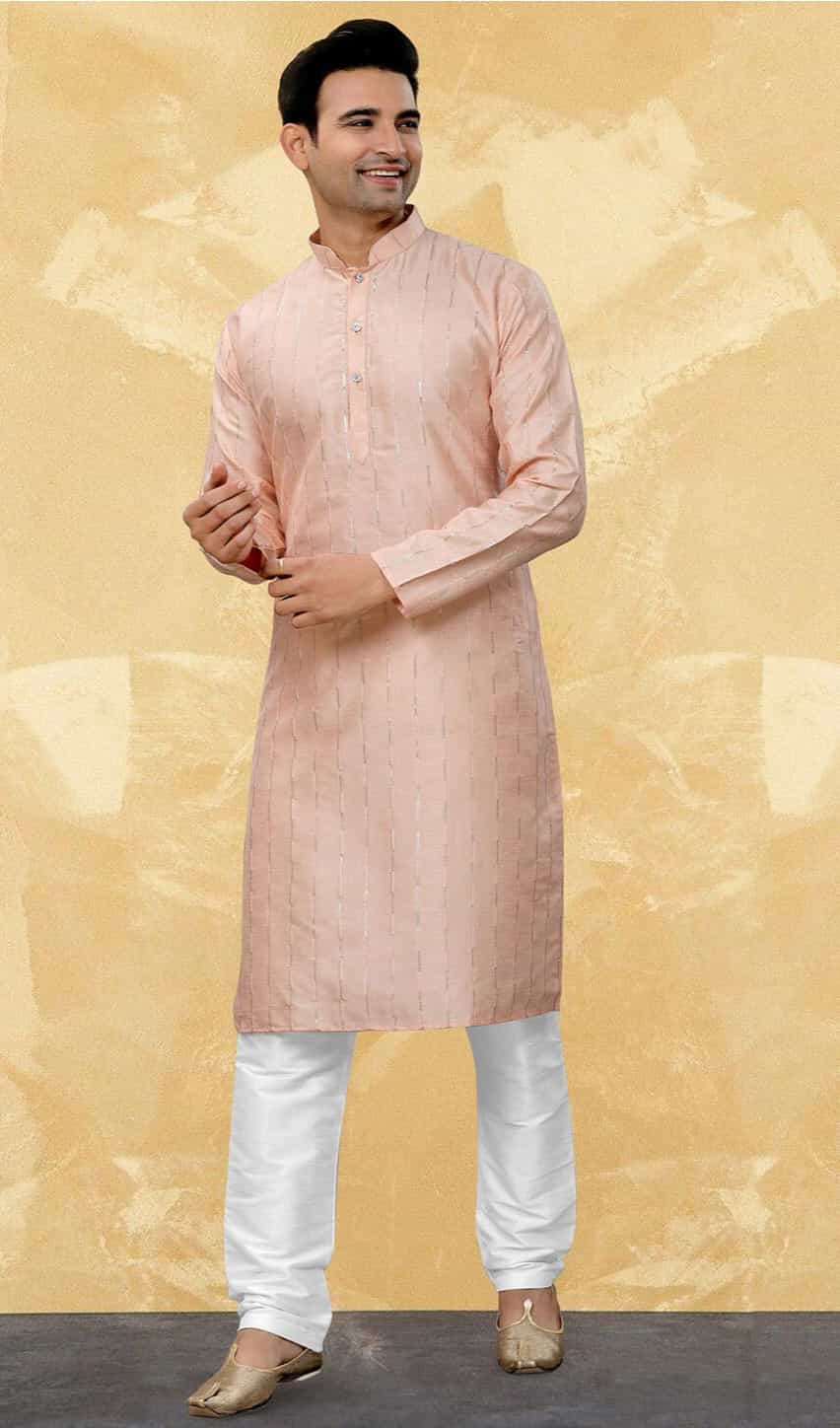 baby pink kurta for men