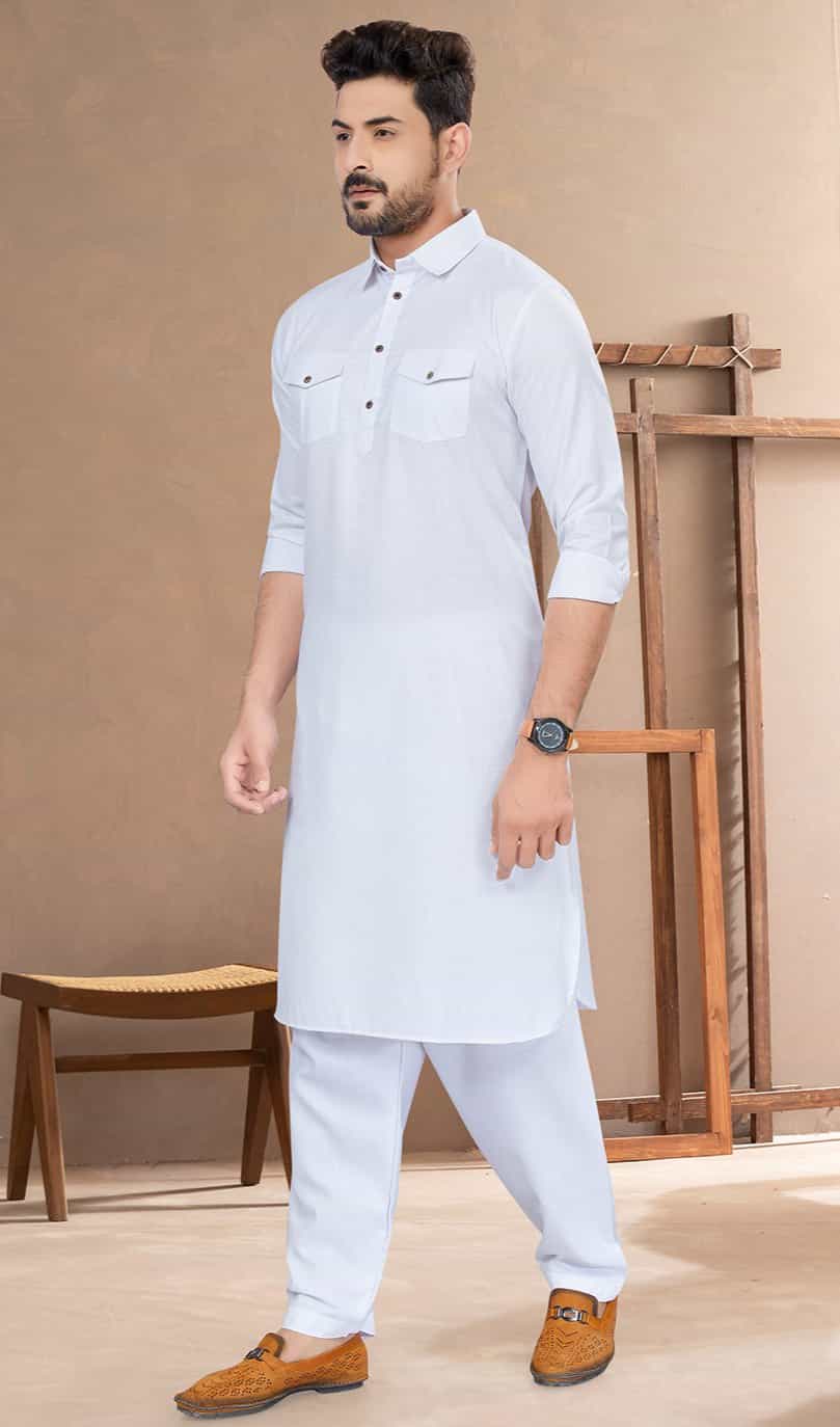 white cotton kurta pajama