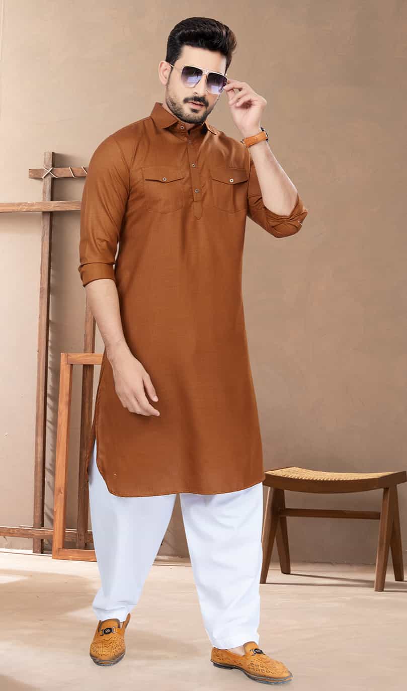 brown kurta pajama