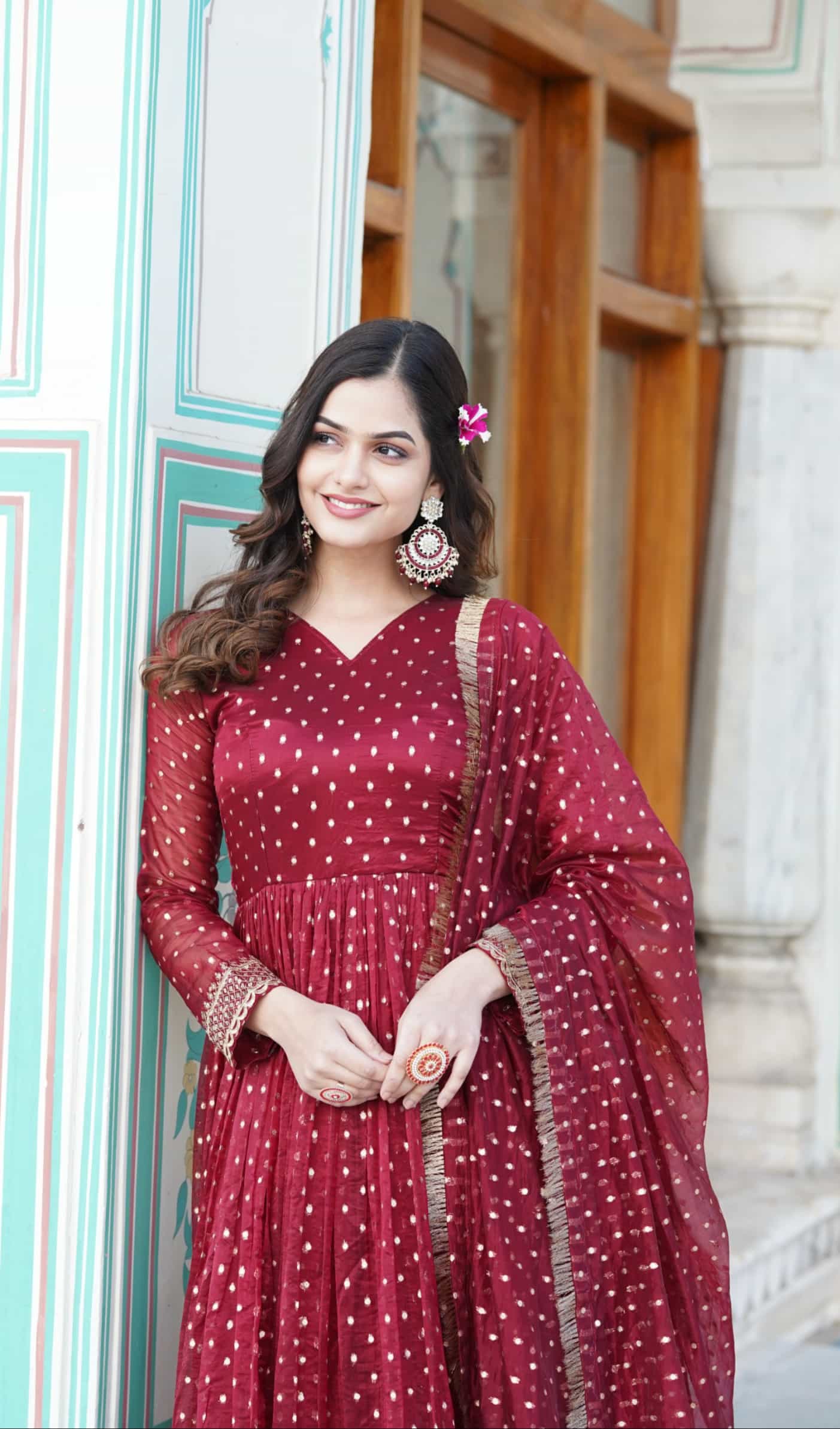 Cotton inner gown with dupatta