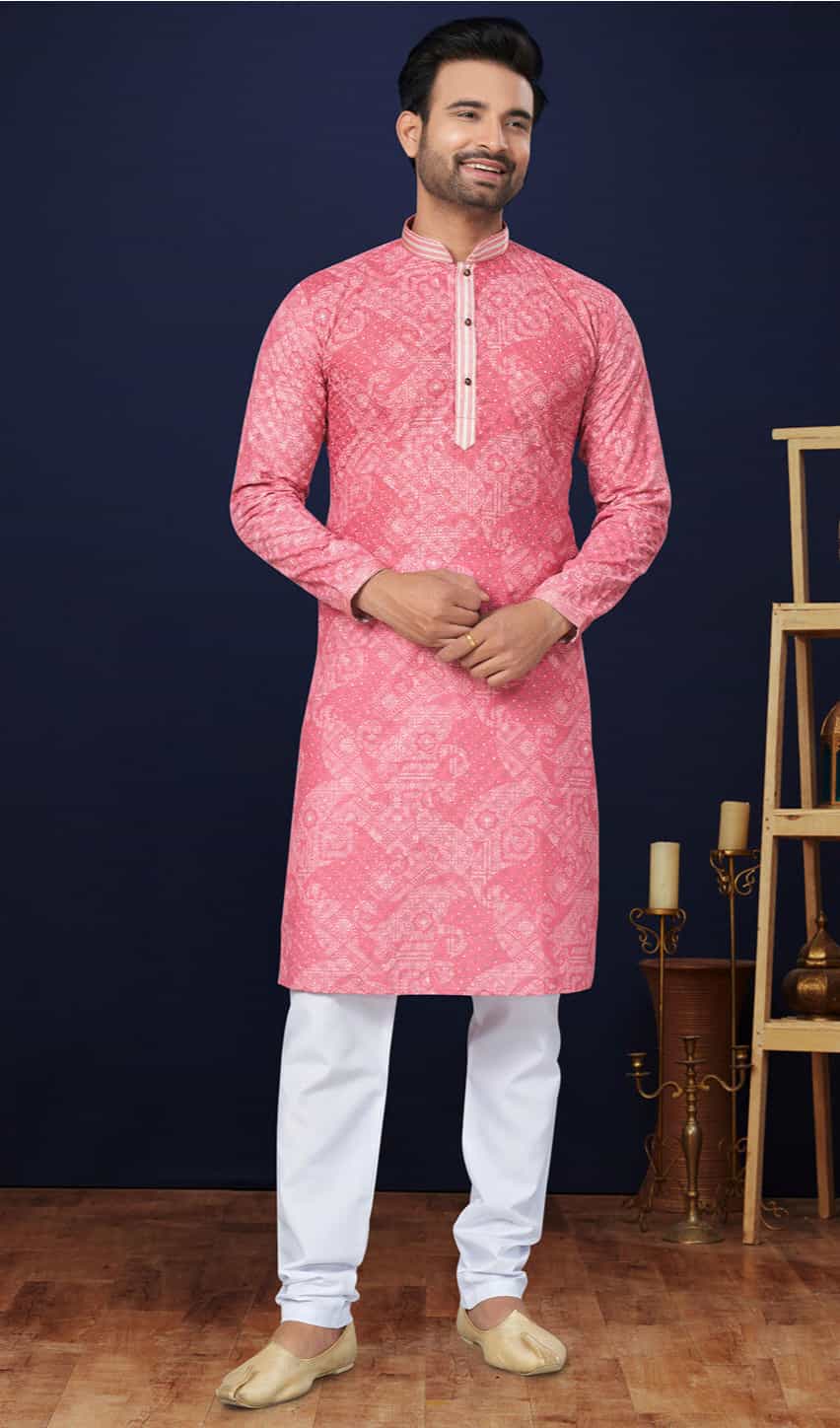 pink kurta pajama for men