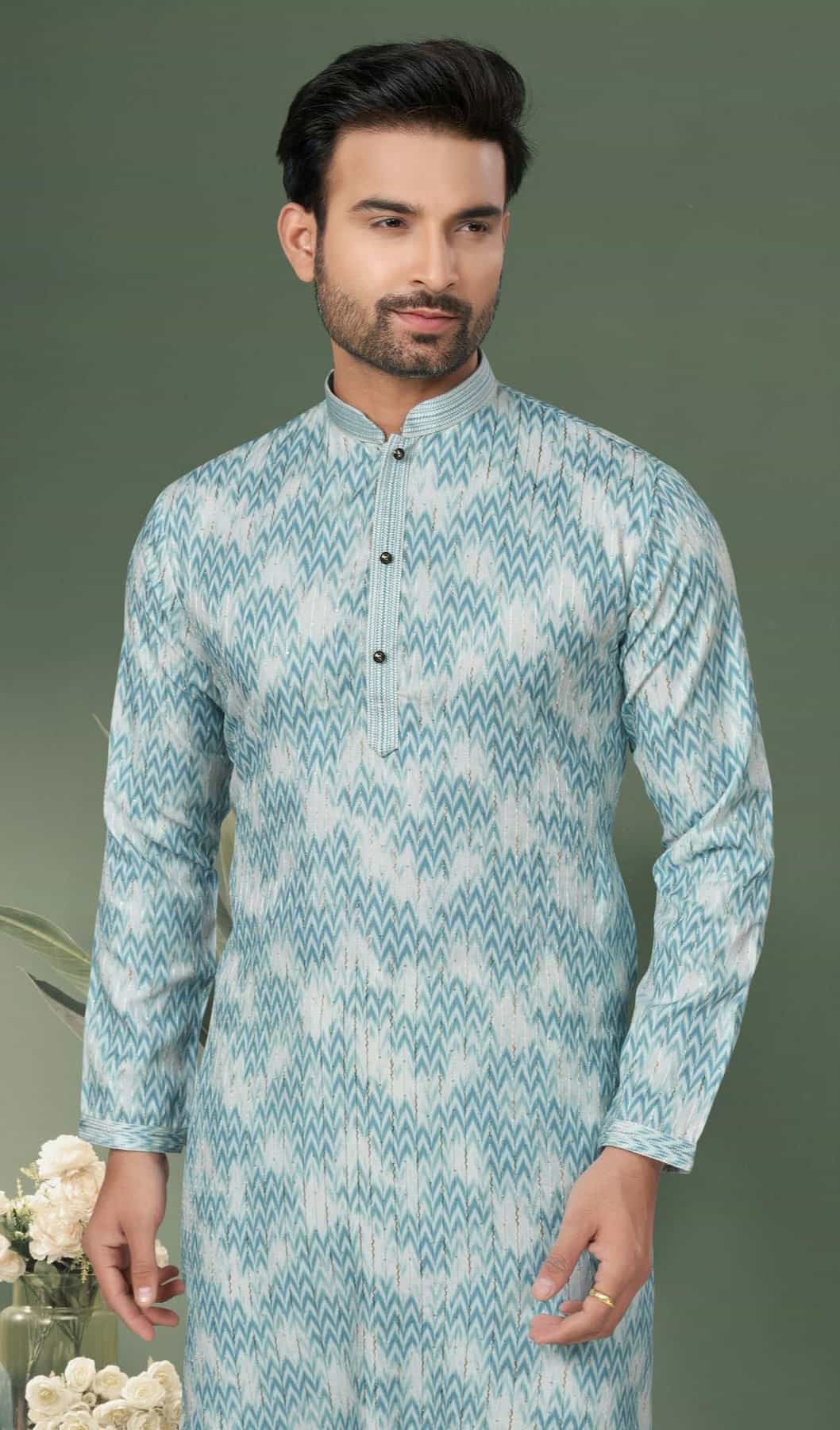 blue cotton kurta pajama