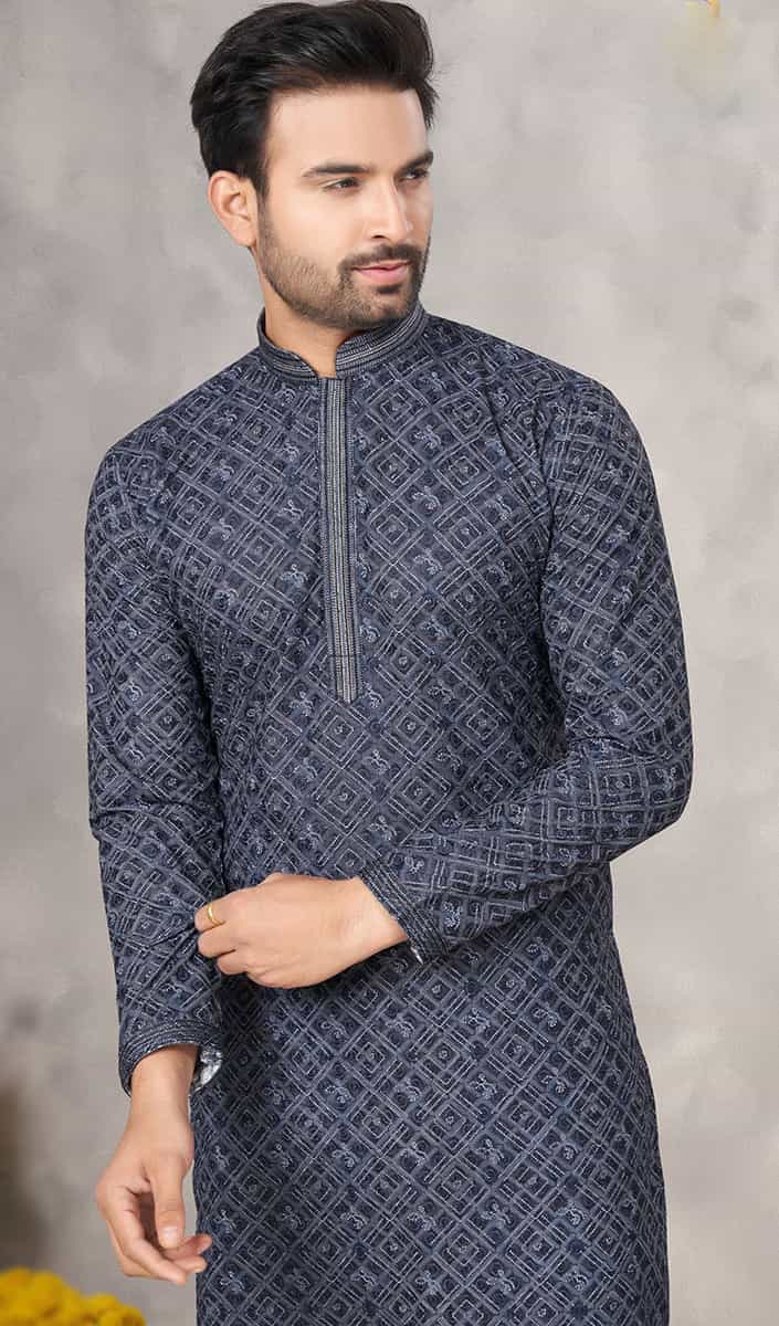 cotton royal blue kurta pajama