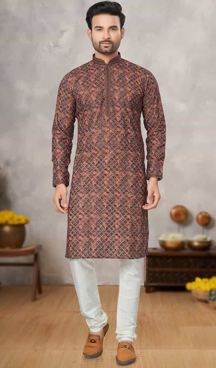 brown kurta pajama