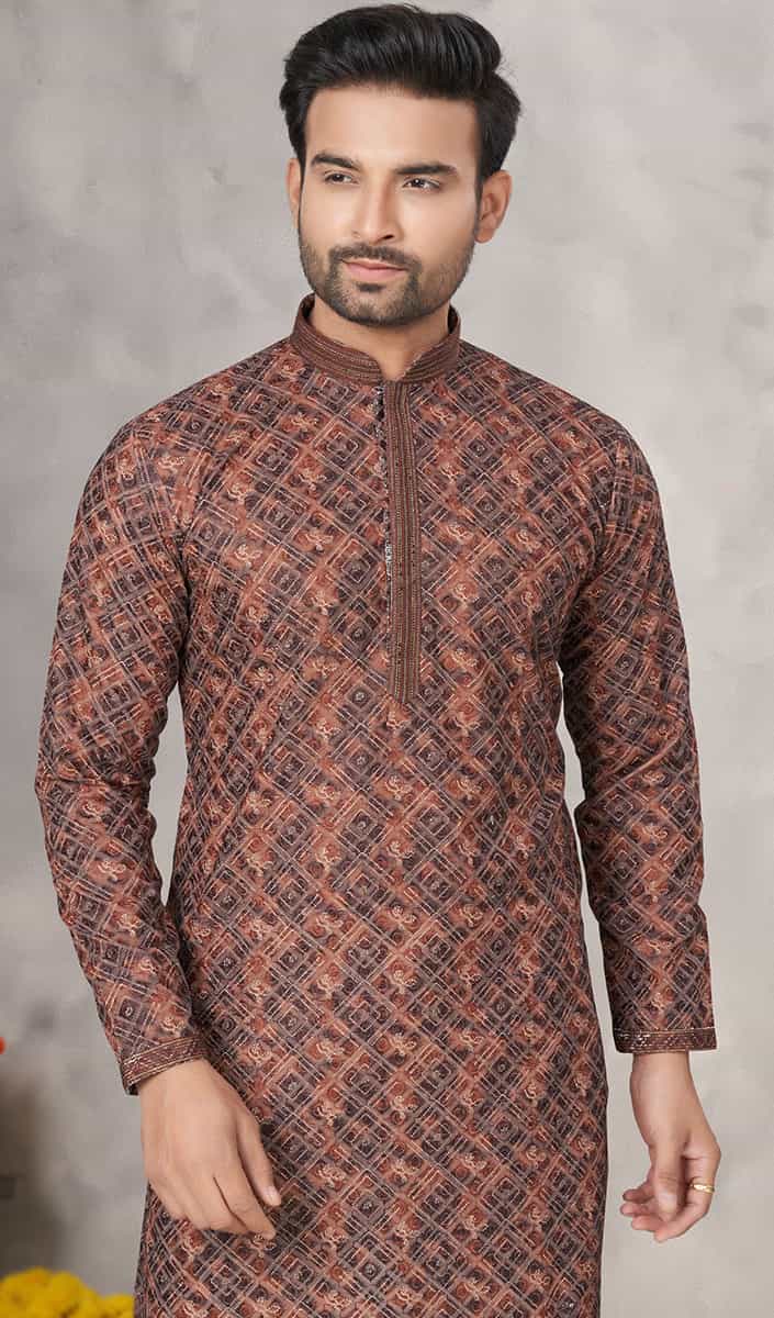 cotton brown kurta pajama for men