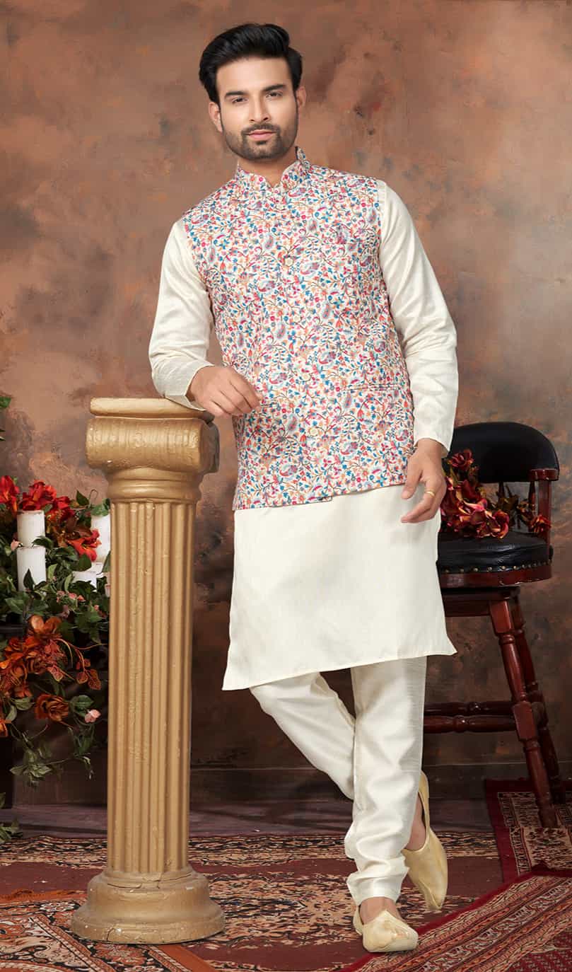 silk white kurta pajama