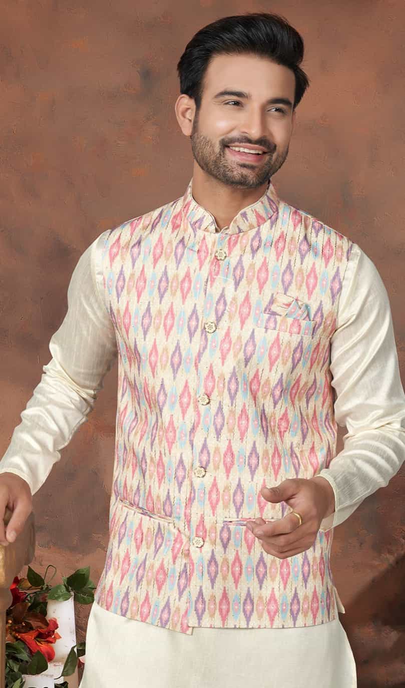 cotton silk white kurta pajama for men
