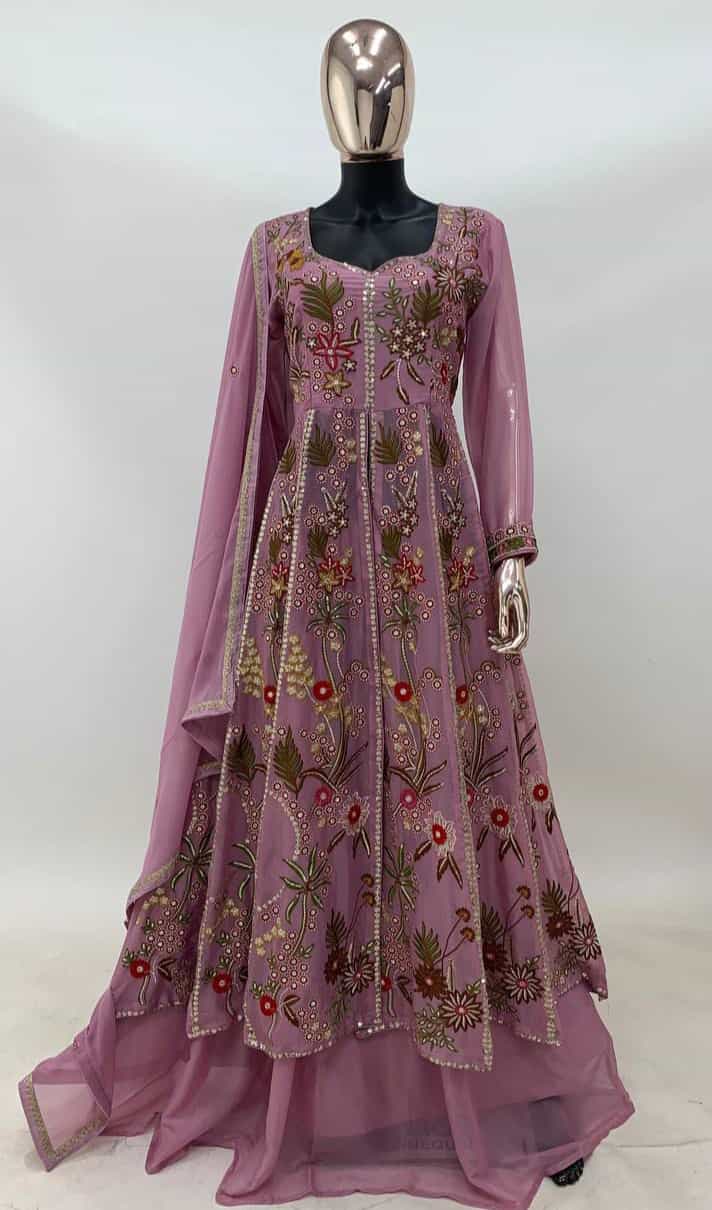 Matching embroidered viscose silk dupatta