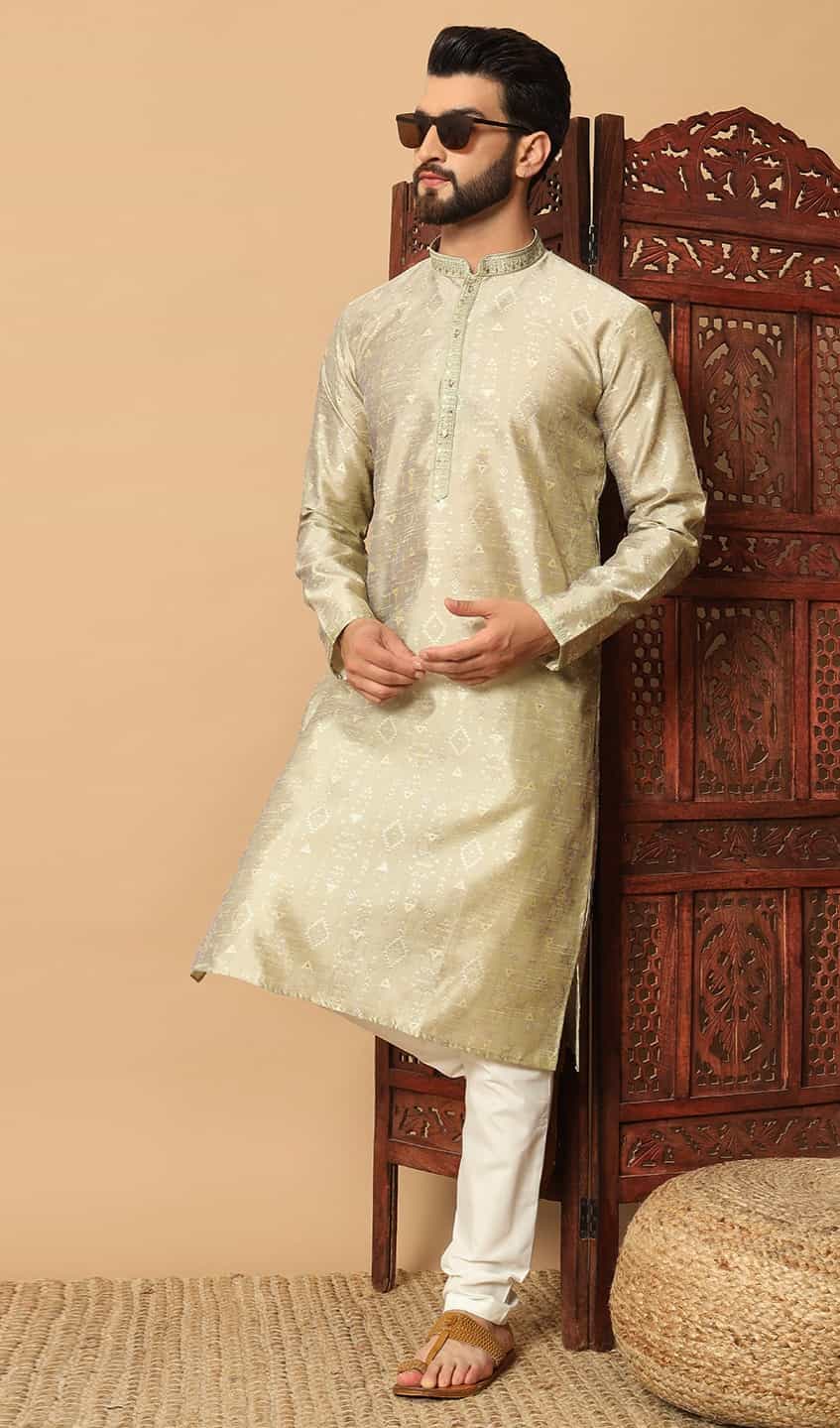 fancy jacquard kurta pajama for men