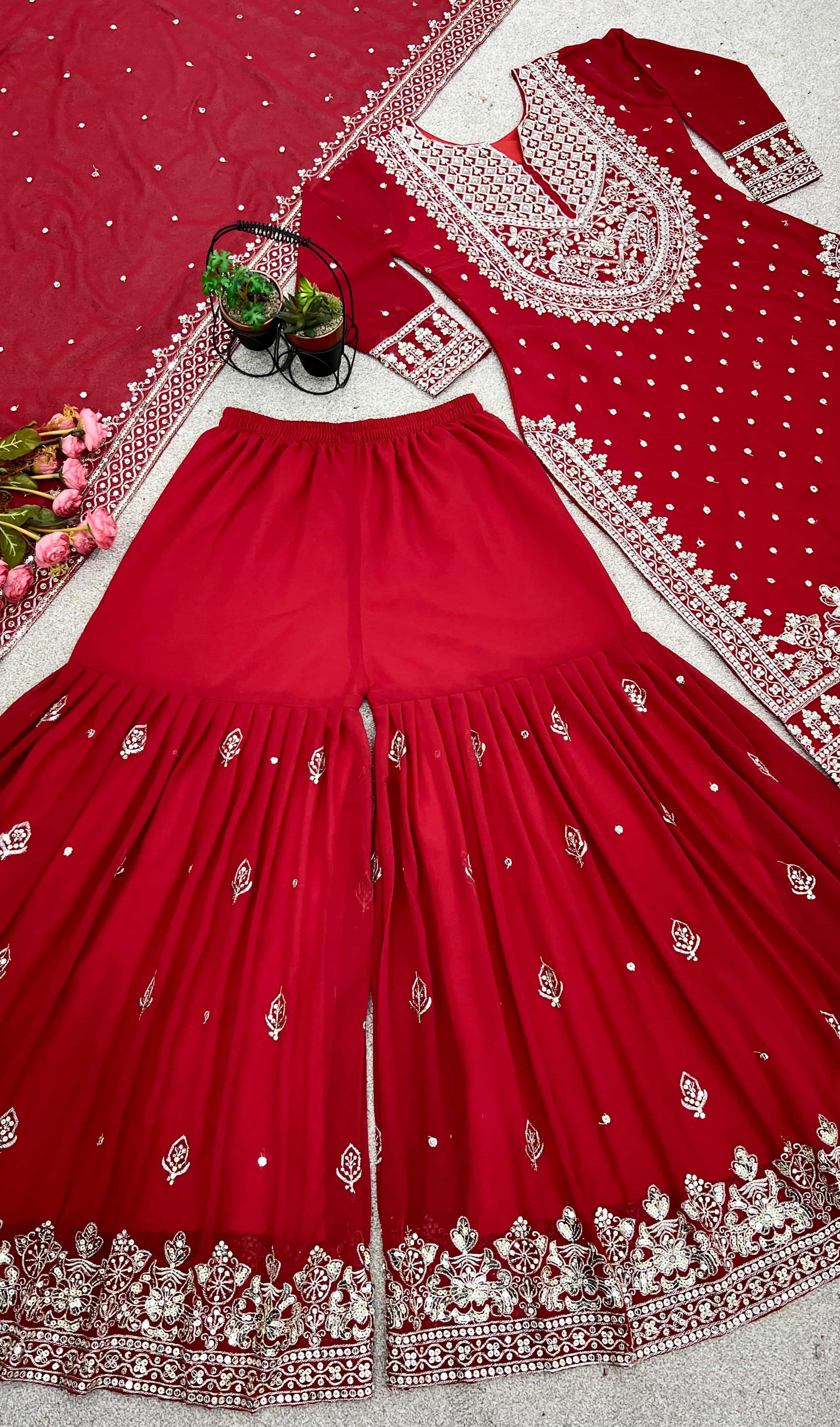 Full-sleeve heavy embroidered kurti