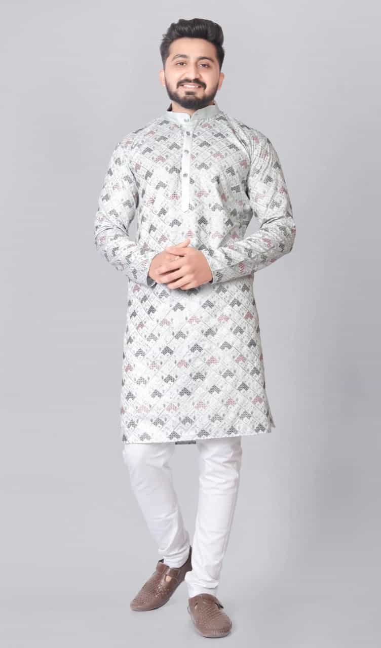 jari silk grey kurta pajama