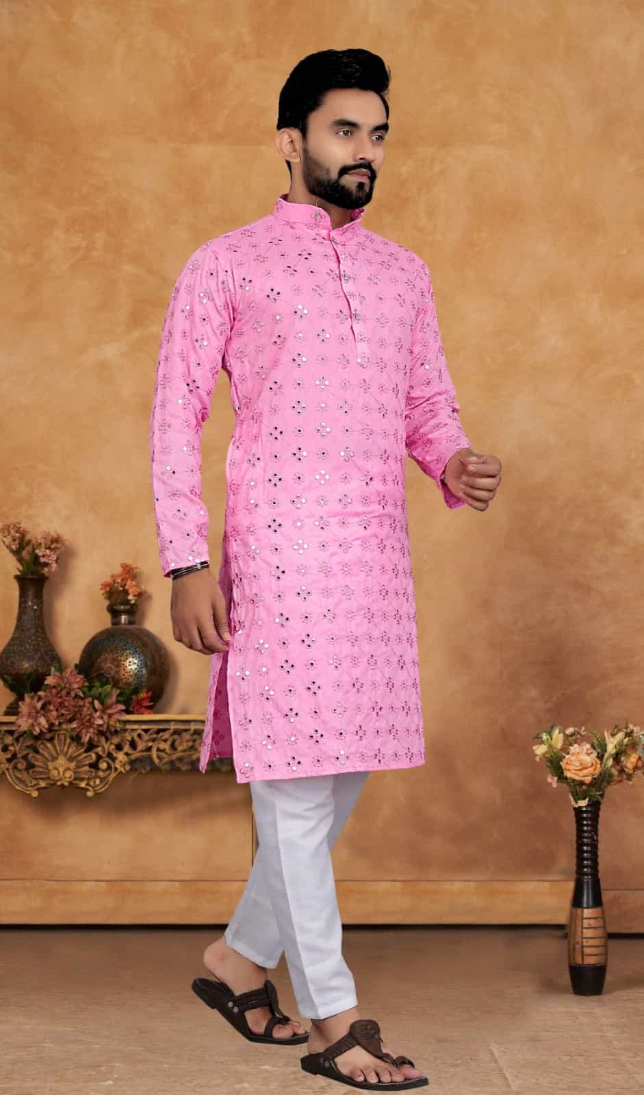 pink kurta pajama for men