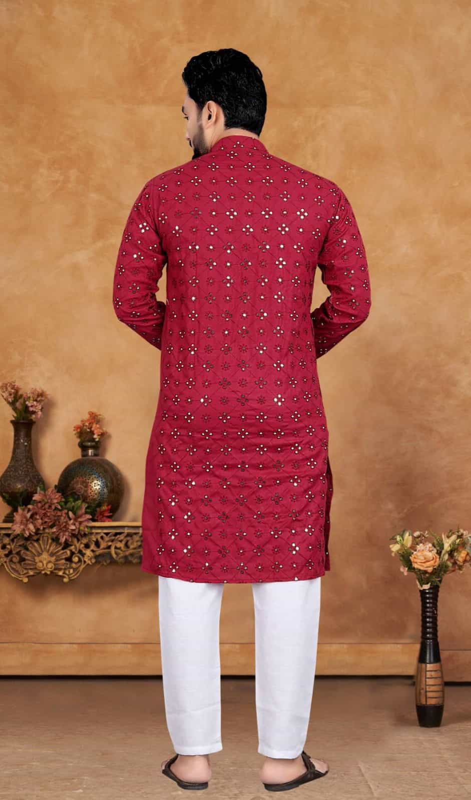 maroon kurta pajama men