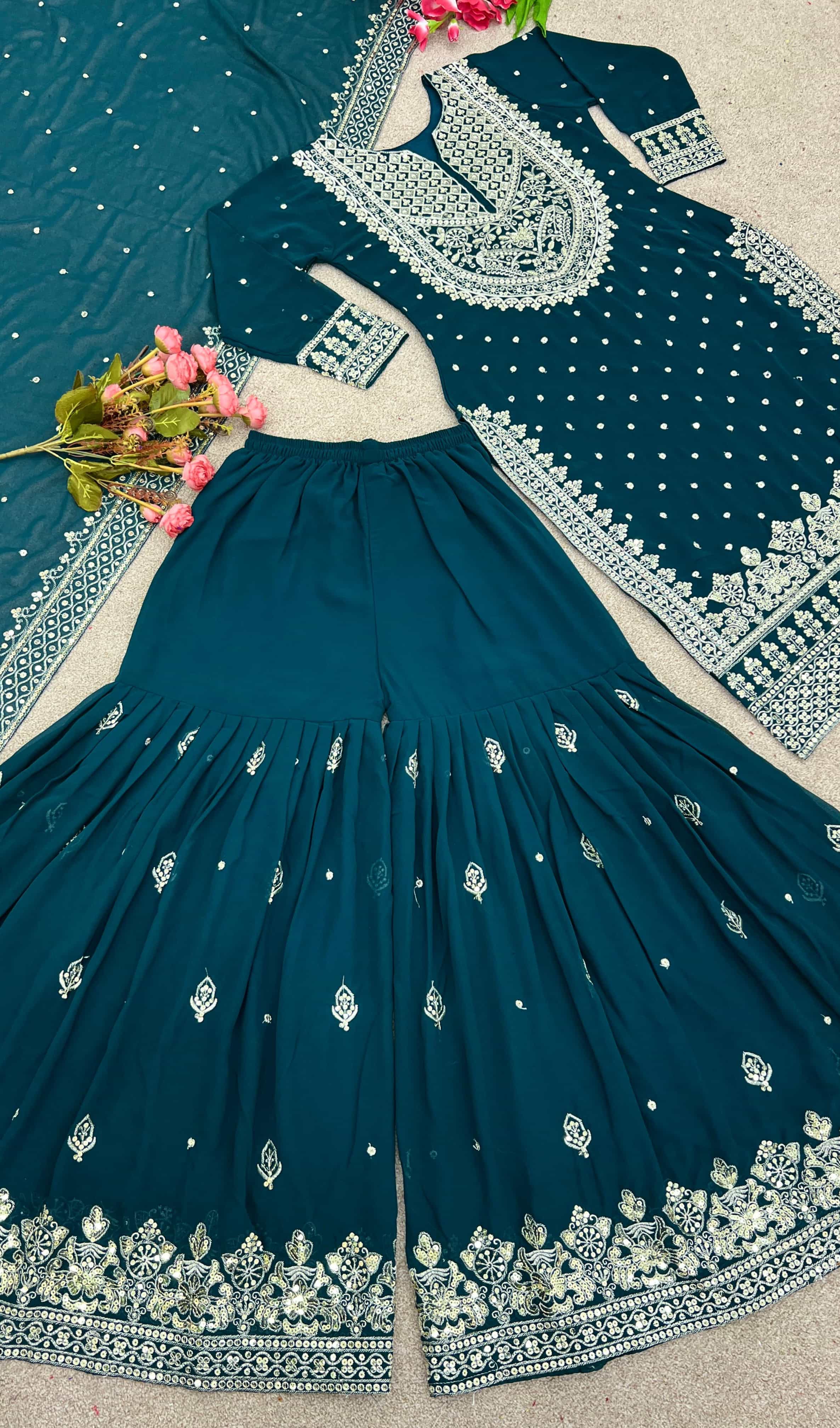 Elegant sequin work ethnic outfit