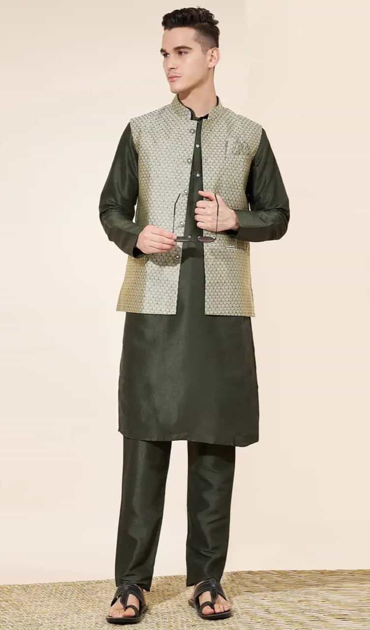 silk kurta pajama modi jacket