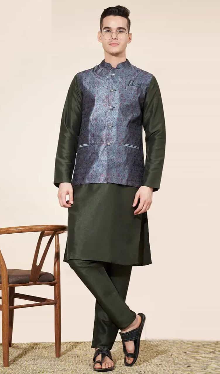 men's kurta pajama with jacket