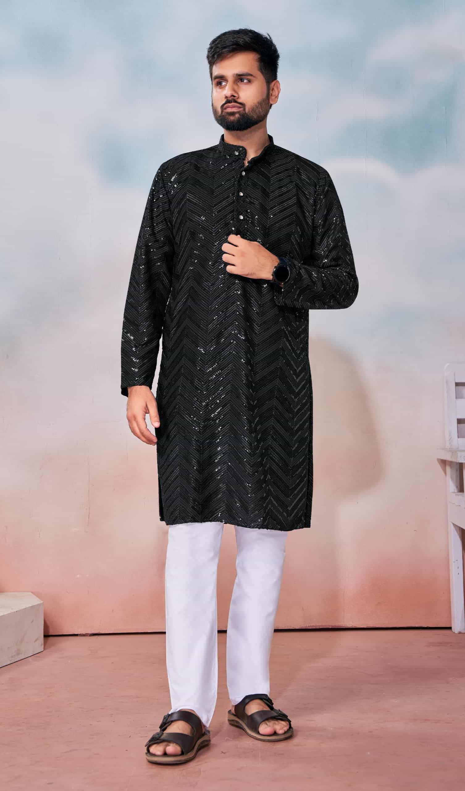 black kurta pajama for men