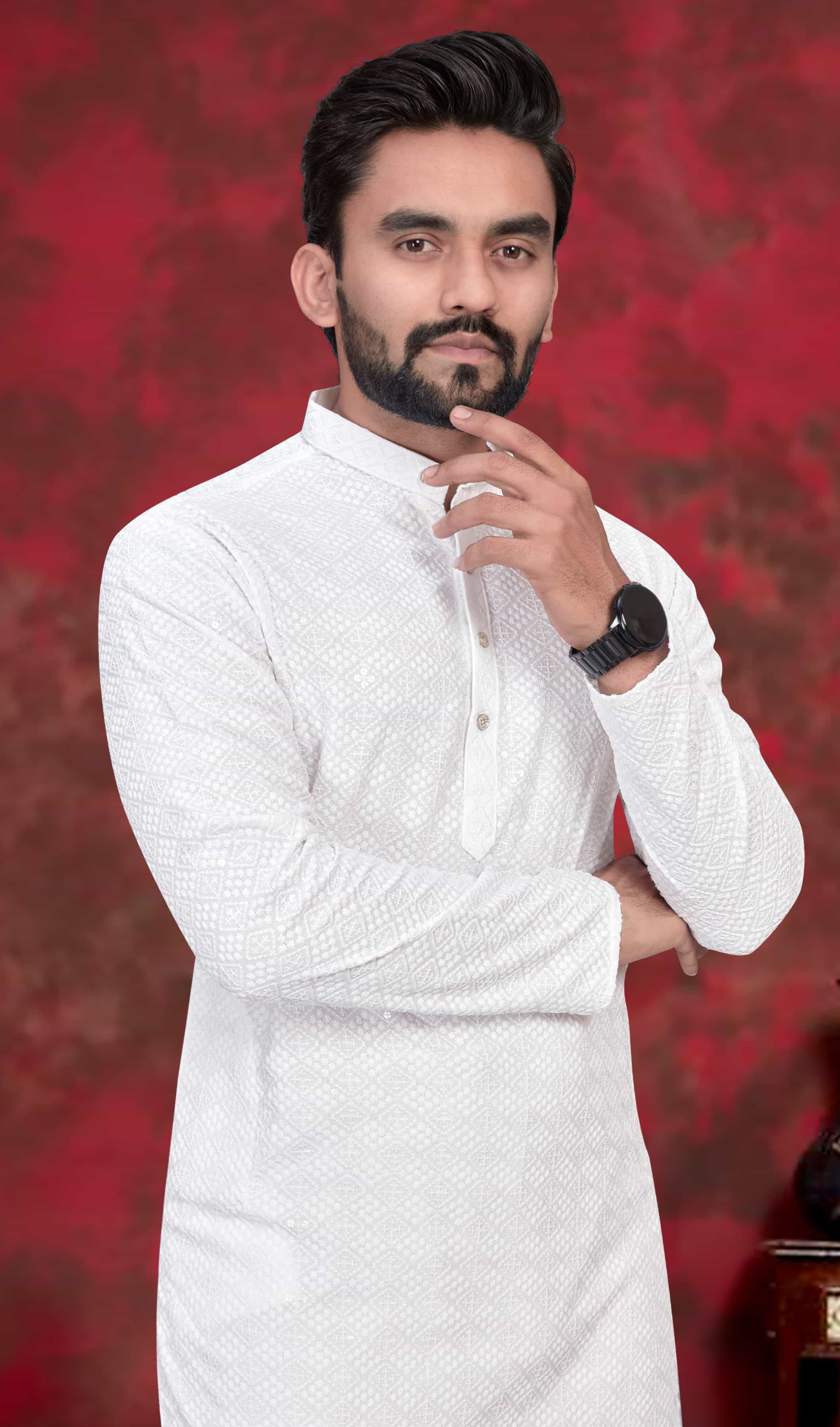 white rayon kurta for men