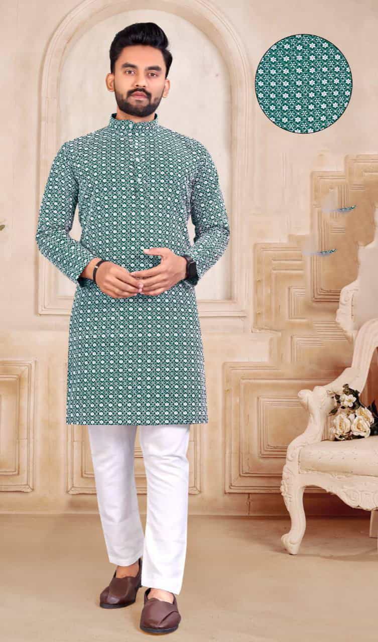 green kurta pajama for men