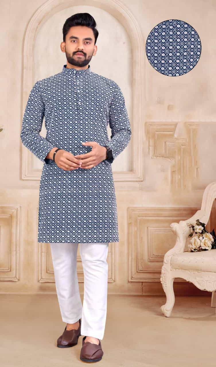 blue kurta pajama for men