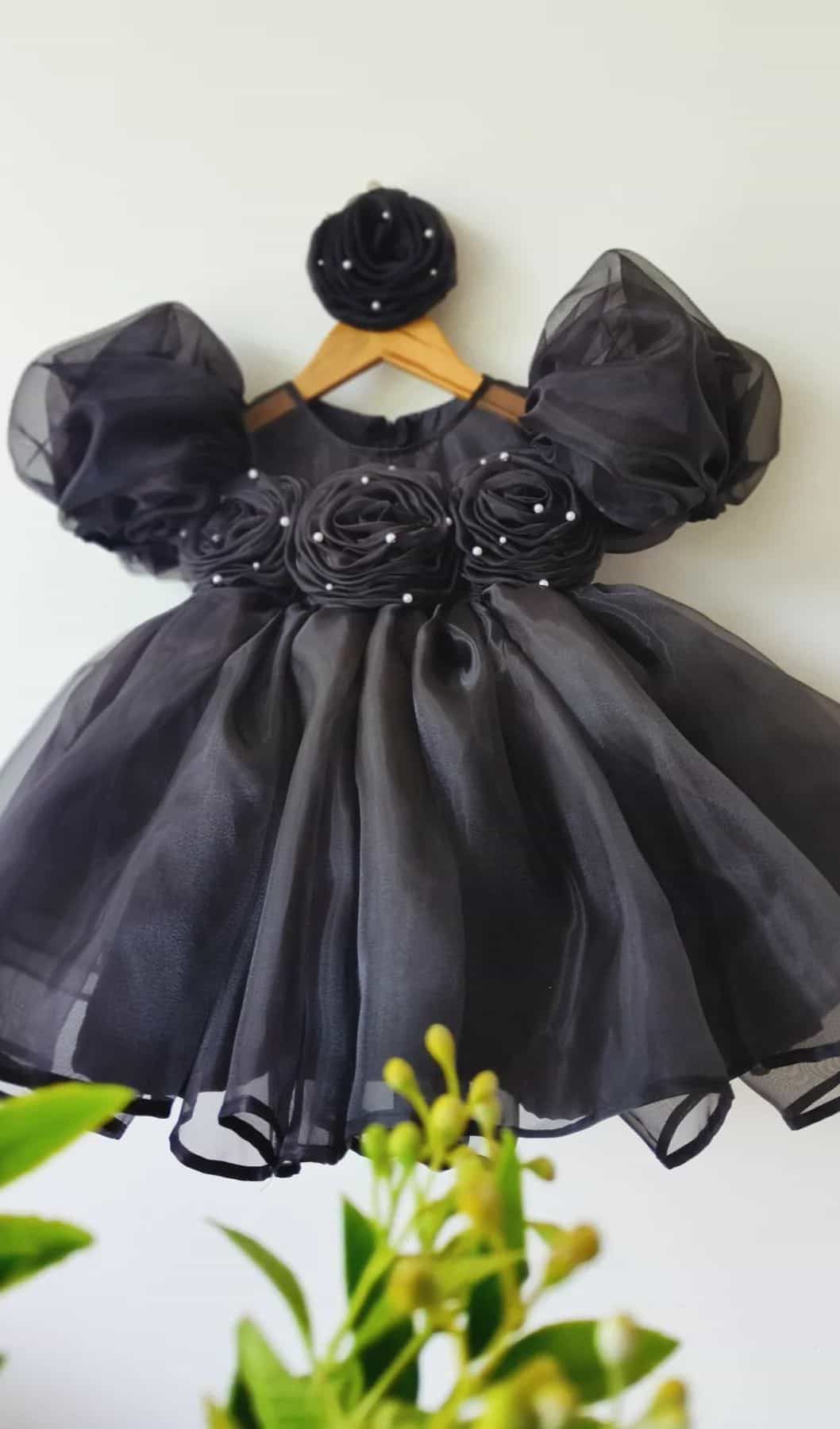 black organza frock for girls