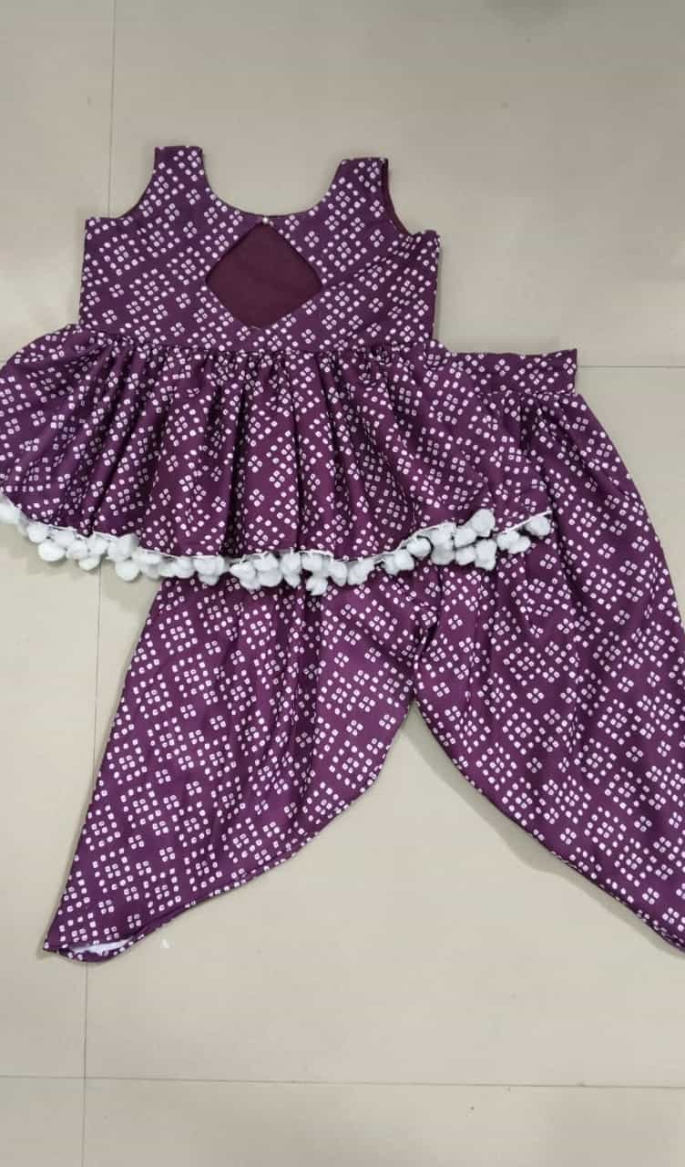 Purple rayon girls’ ethnic set