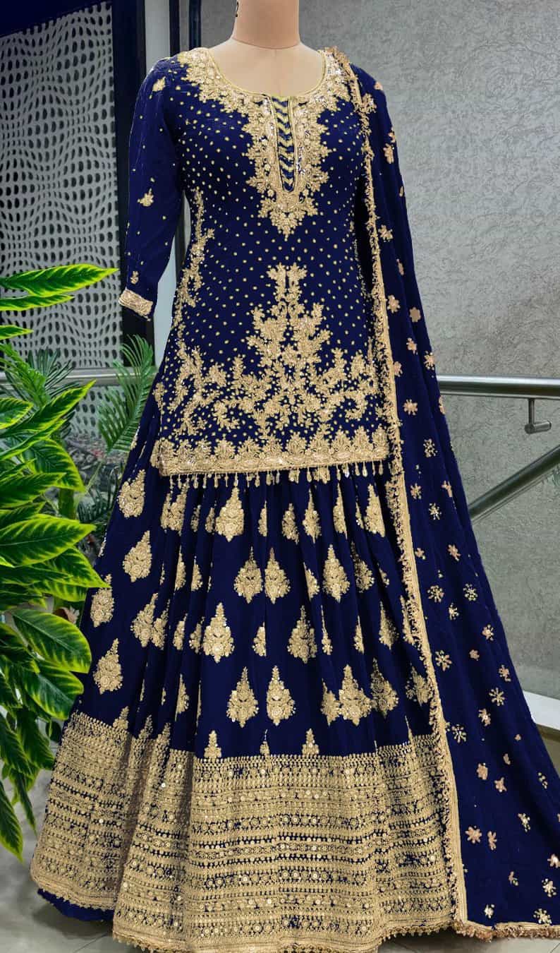 heavy chinon silk lehenga with sequence embroidery