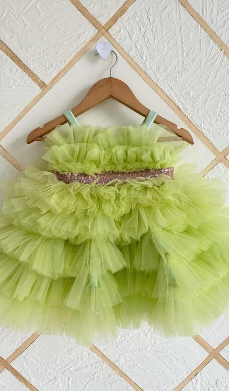 green color kids gown