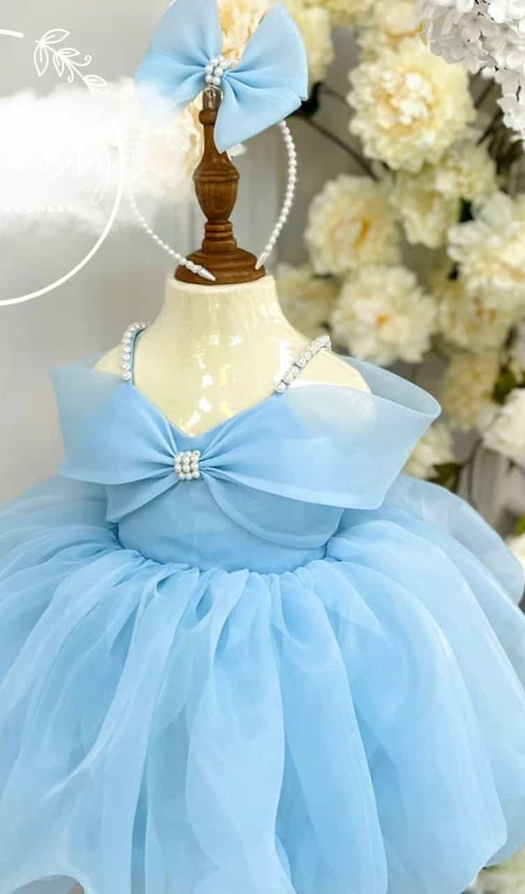 aqua blue kids gown dress