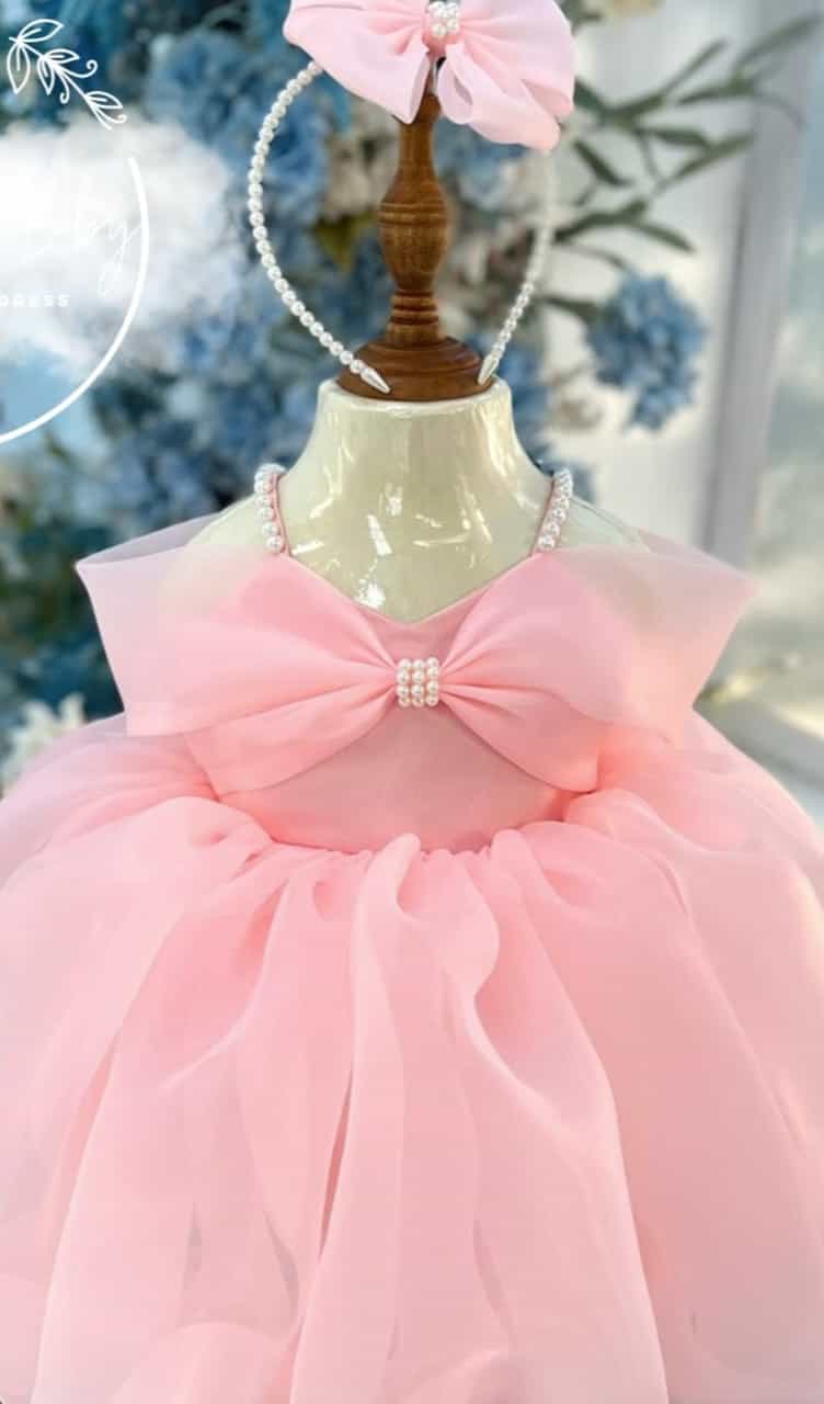 baby pink kids gown party wear