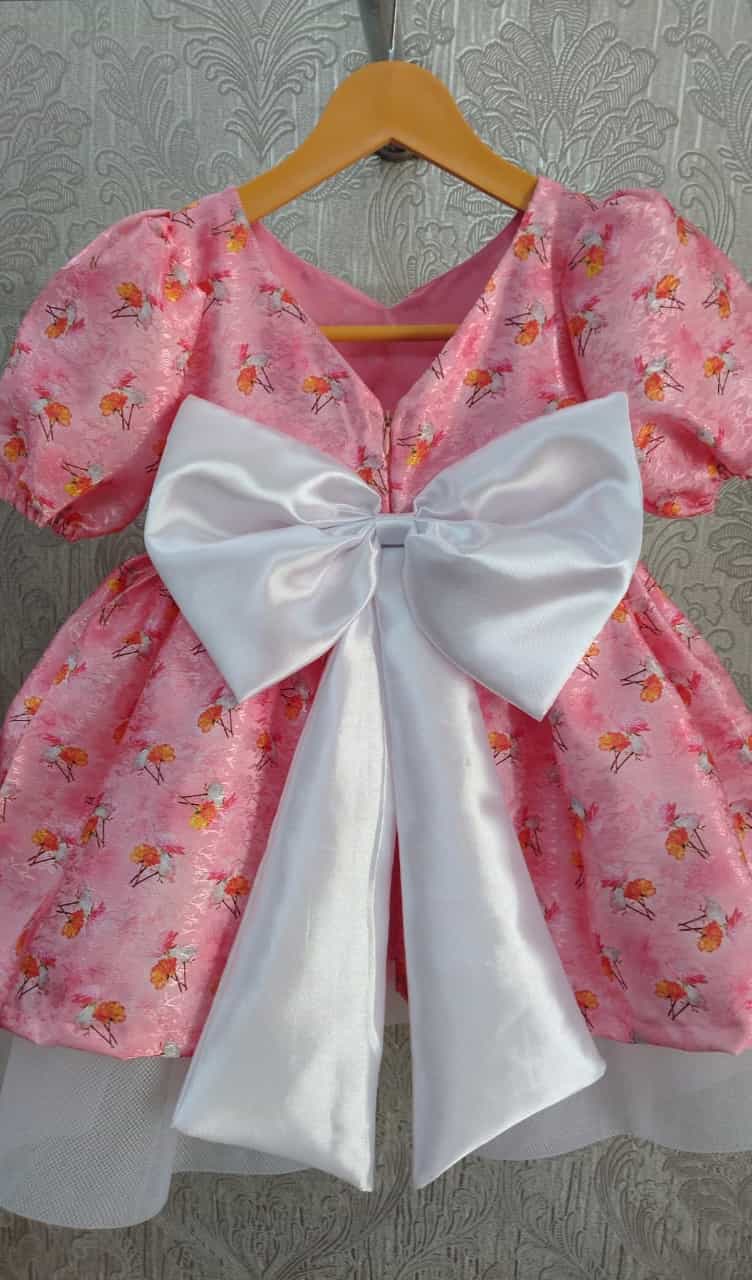 Girls Birthday Dress with Satin Bow