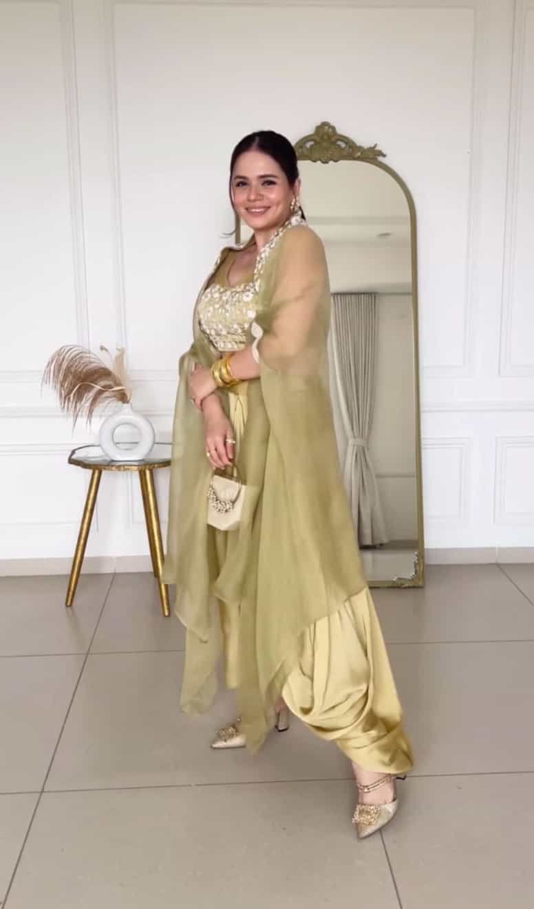 party wear satin dhoti with shrug