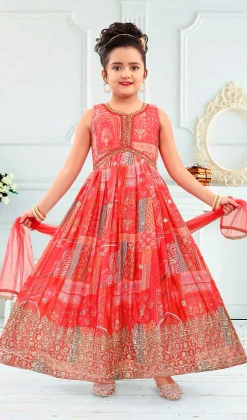 Faux Georgette Gown for Girls