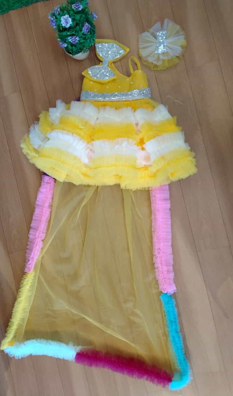 Birthday Wear Dress with Bow Design for kids