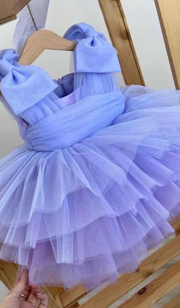 Embroidered Net Dress with Belt for kids