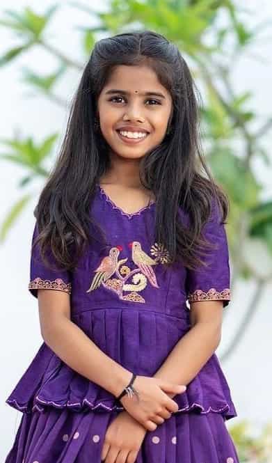 Purple Zari Silk Kids Lehenga