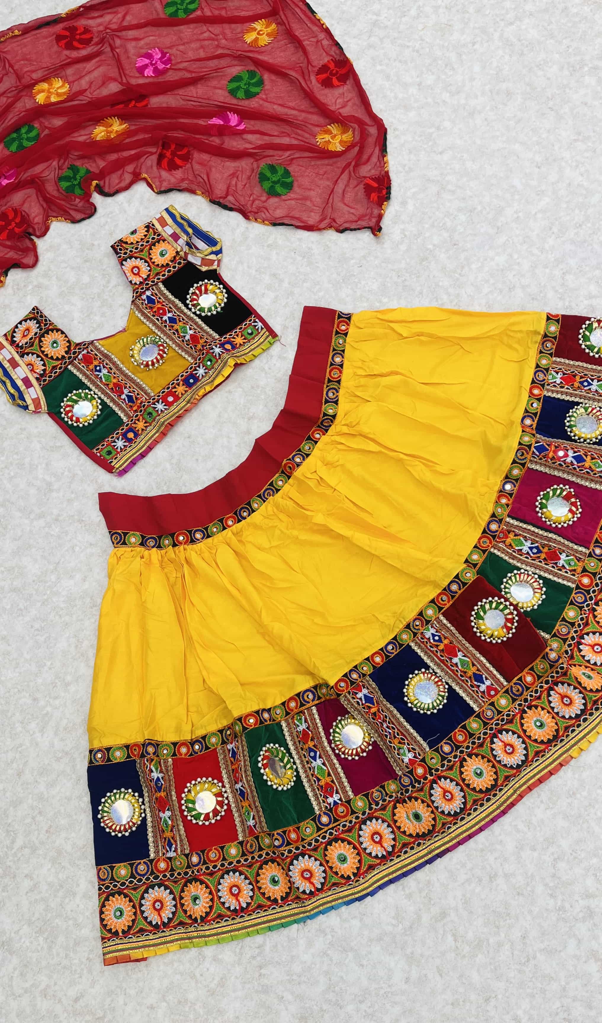 Yellow Embroidery Lehenga for kids