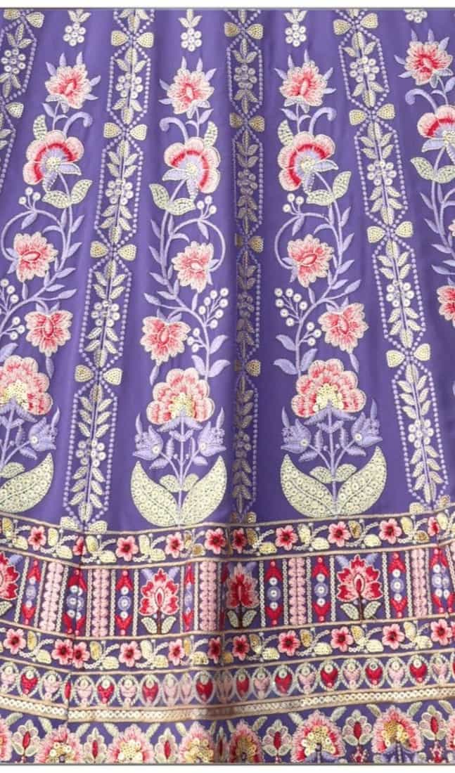 Unstitched blouse with thread and sequins embroidery