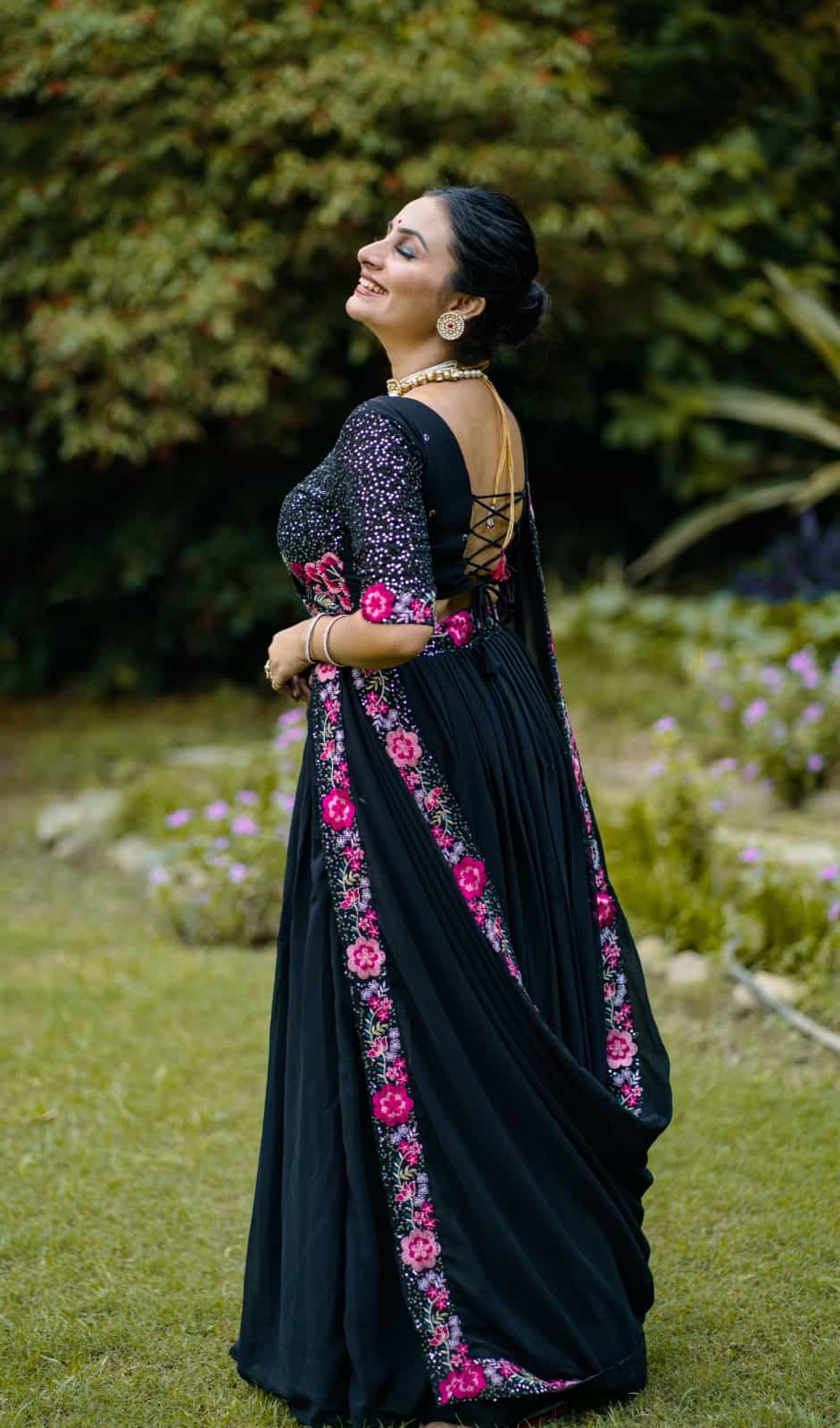 oxford blue georgette lehenga set