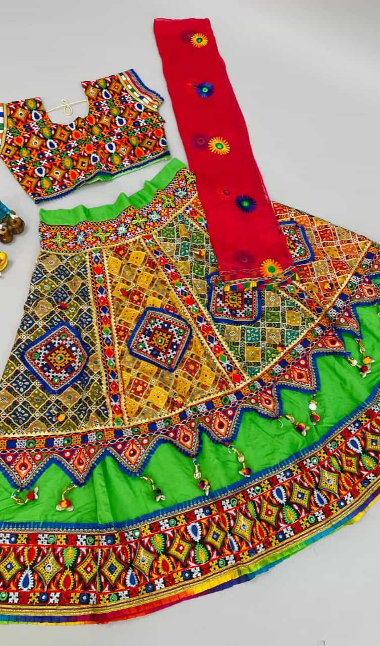 Rayon Cotton Lehenga with Mirror Work