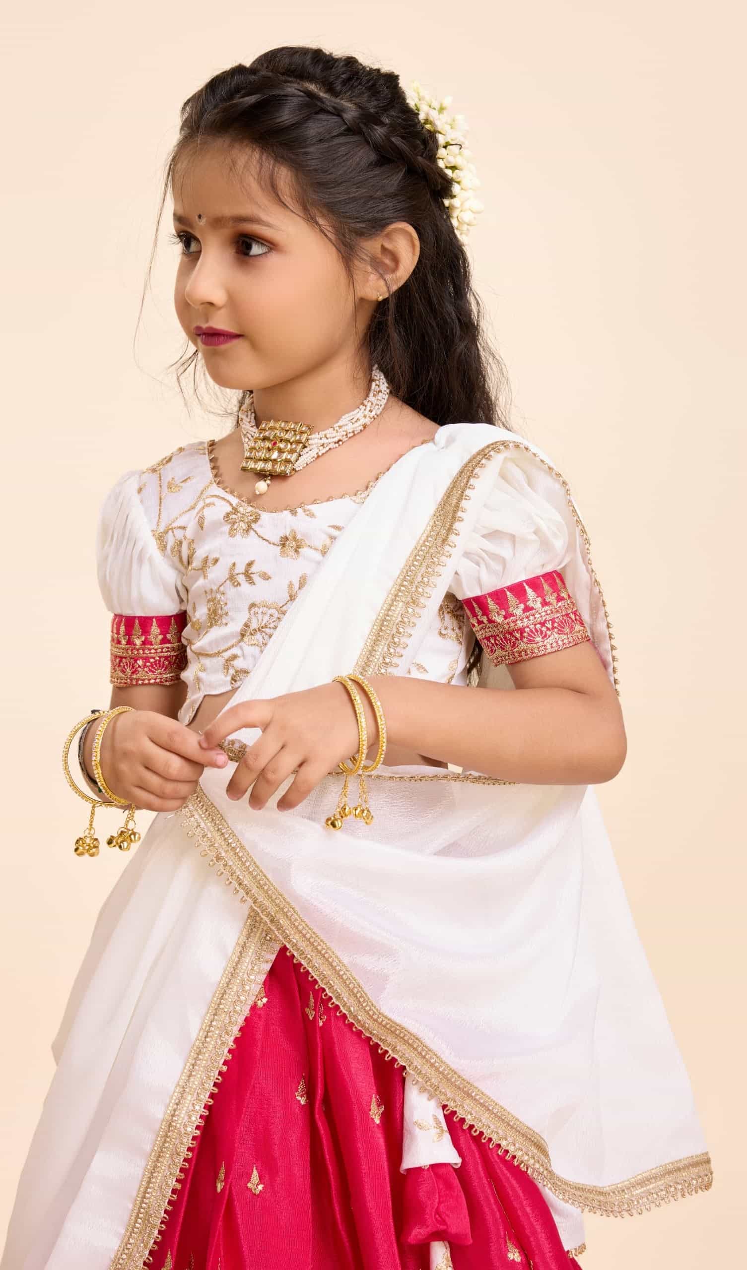 White Lehenga Choli for Kids
